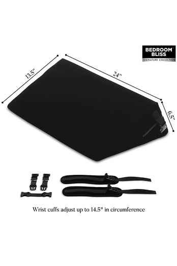 XR Brands - Bedroom Bliss - Bondage Cushion Position Aid with Restraints - Black - Stag Shop