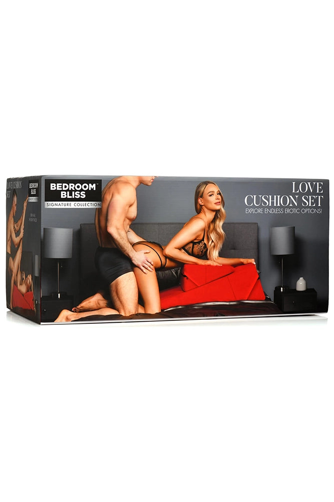 XR Brands - Bedroom Bliss - Love Cushion Foam Wedge Pillow Set - Red - Stag Shop