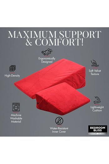 XR Brands - Bedroom Bliss - Love Cushion Foam Wedge Pillow Set - Red - Stag Shop