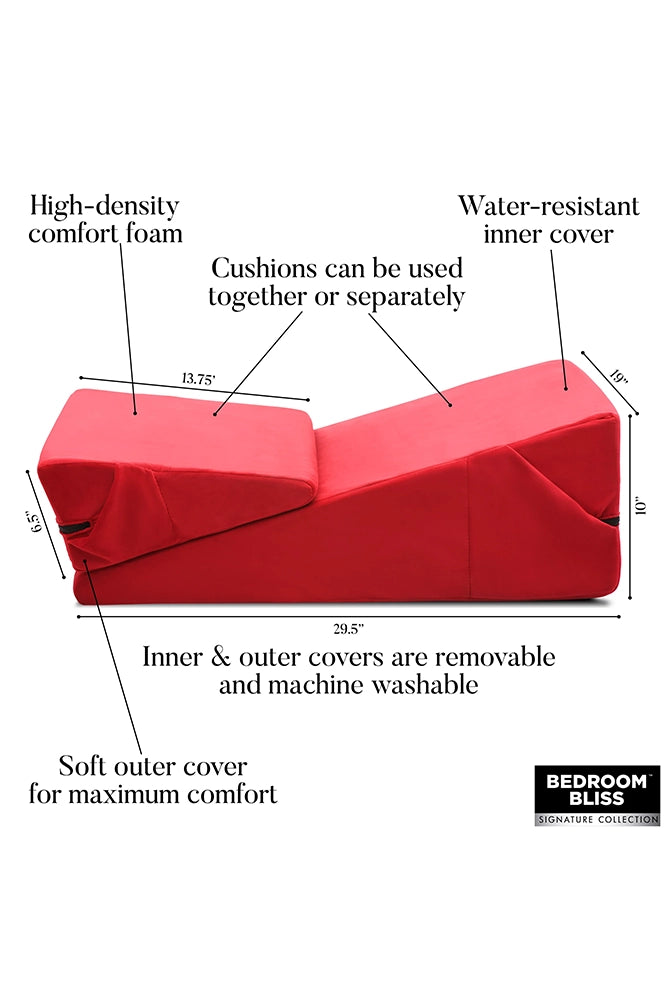 XR Brands - Bedroom Bliss - Love Cushion Foam Wedge Pillow Set - Red - Stag Shop