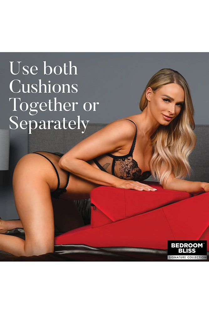 XR Brands - Bedroom Bliss - Love Cushion Foam Wedge Pillow Set - Red - Stag Shop