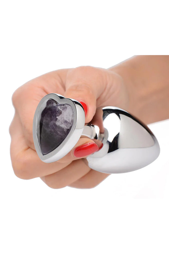 XR Brands - Booty Sparks - Heart-Shaped Amethyst Butt Plug - Medium - Stag Shop