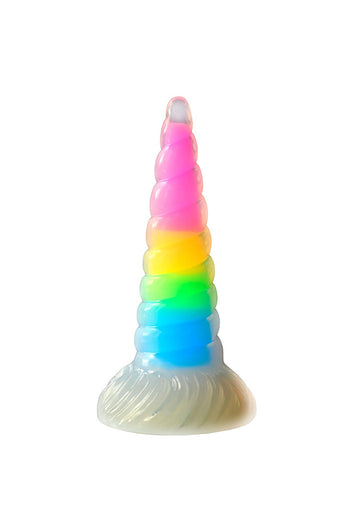 XR Brands - Creature Cocks - Uni-Glow Glow-In-The-Dark Rainbow Silicone Dildo - Multicolour - Stag Shop