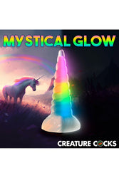 XR Brands - Creature Cocks - Uni-Glow Glow-In-The-Dark Rainbow Silicone Dildo - Multicolour - Stag Shop