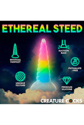 XR Brands - Creature Cocks - Uni-Glow Glow-In-The-Dark Rainbow Silicone Dildo - Multicolour - Stag Shop