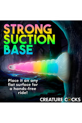 XR Brands - Creature Cocks - Uni-Glow Glow-In-The-Dark Rainbow Silicone Dildo - Multicolour - Stag Shop