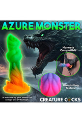 XR Brands - Creature Cocks - Aqua Cock Glow-in-the-Dark Silicone Dildo - Multicolour - Stag Shop