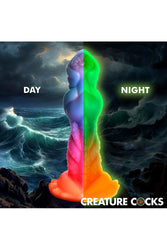 XR Brands - Creature Cocks - Aqua Cock Glow-in-the-Dark Silicone Dildo - Multicolour - Stag Shop