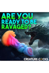 XR Brands - Creature Cocks - Aqua Cock Glow-in-the-Dark Silicone Dildo - Multicolour - Stag Shop