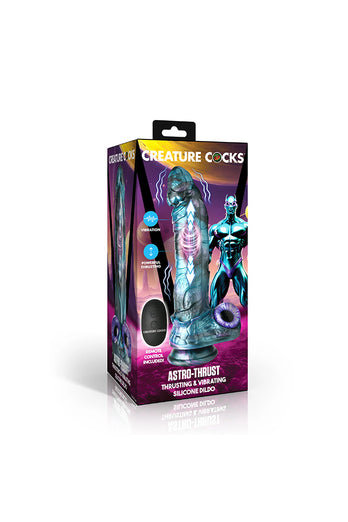 XR Brands - Creature Cocks - Astro-Thrust Thrusting & Vibrating Silicone Dildo With Remote Control - Stag Shop