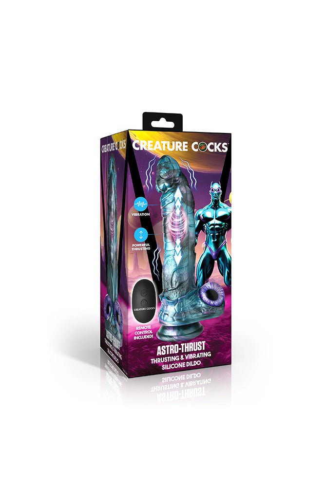 XR Brands - Creature Cocks - Astro-Thrust Thrusting & Vibrating Silicone Dildo With Remote Control - Stag Shop