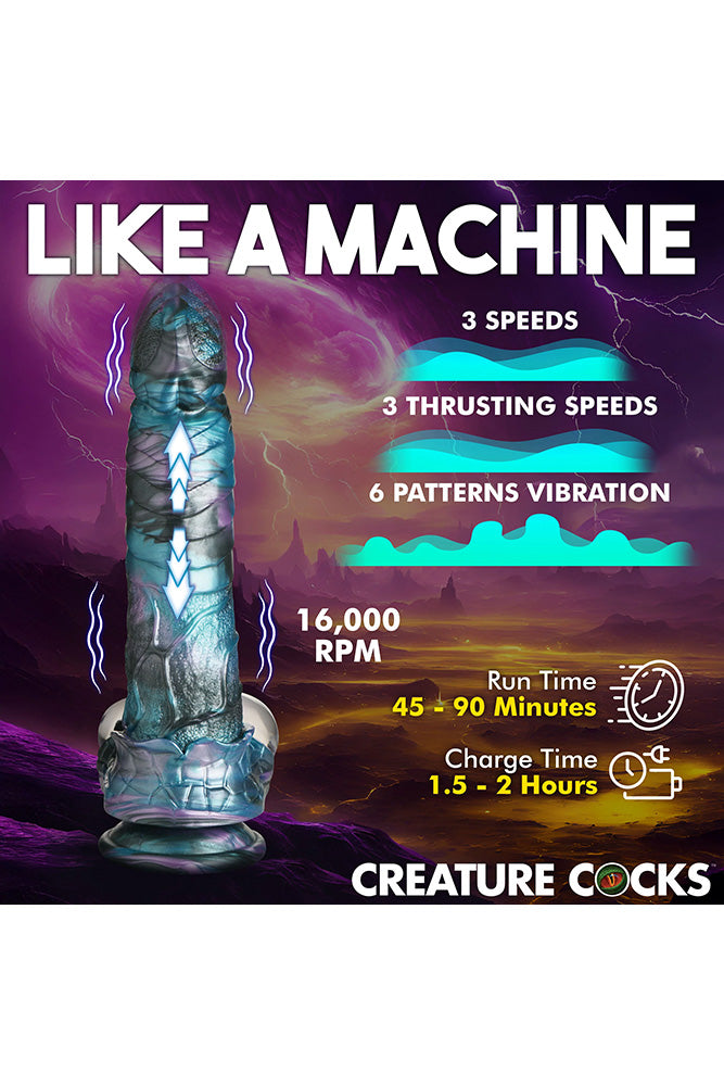 XR Brands - Creature Cocks - Astro-Thrust Thrusting & Vibrating Silicone Dildo With Remote Control - Stag Shop