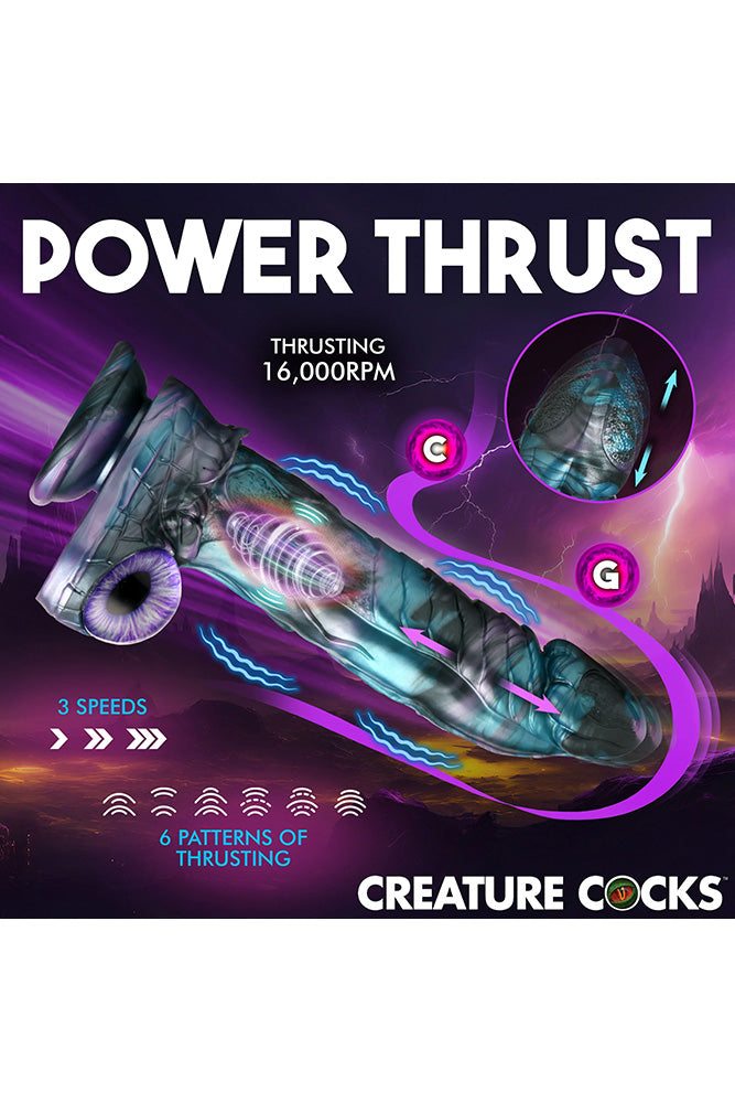 XR Brands - Creature Cocks - Astro-Thrust Thrusting & Vibrating Silicone Dildo With Remote Control - Stag Shop