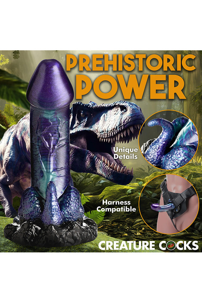 XR Brands - Creature Cocks - Dino Dick - Purple/Blue - Various Sizes