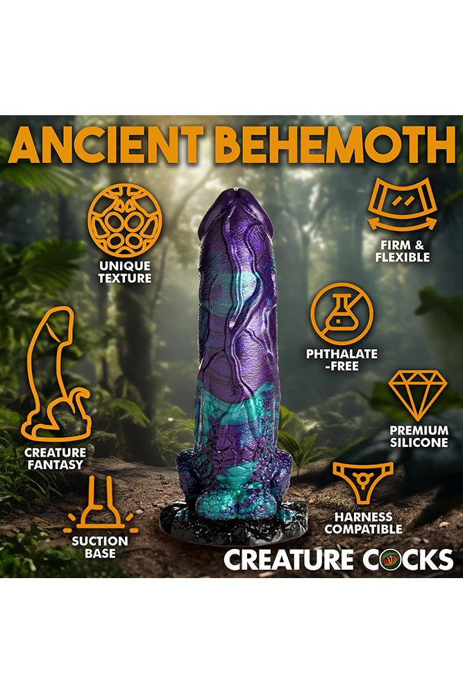 XR Brands - Creature Cocks - Dino Dick - Purple/Blue - Various Sizes