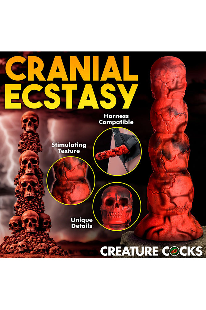 XR Brands - Creature Cocks - Doom Skull Tower Silicone Dildo - Red - Stag Shop
