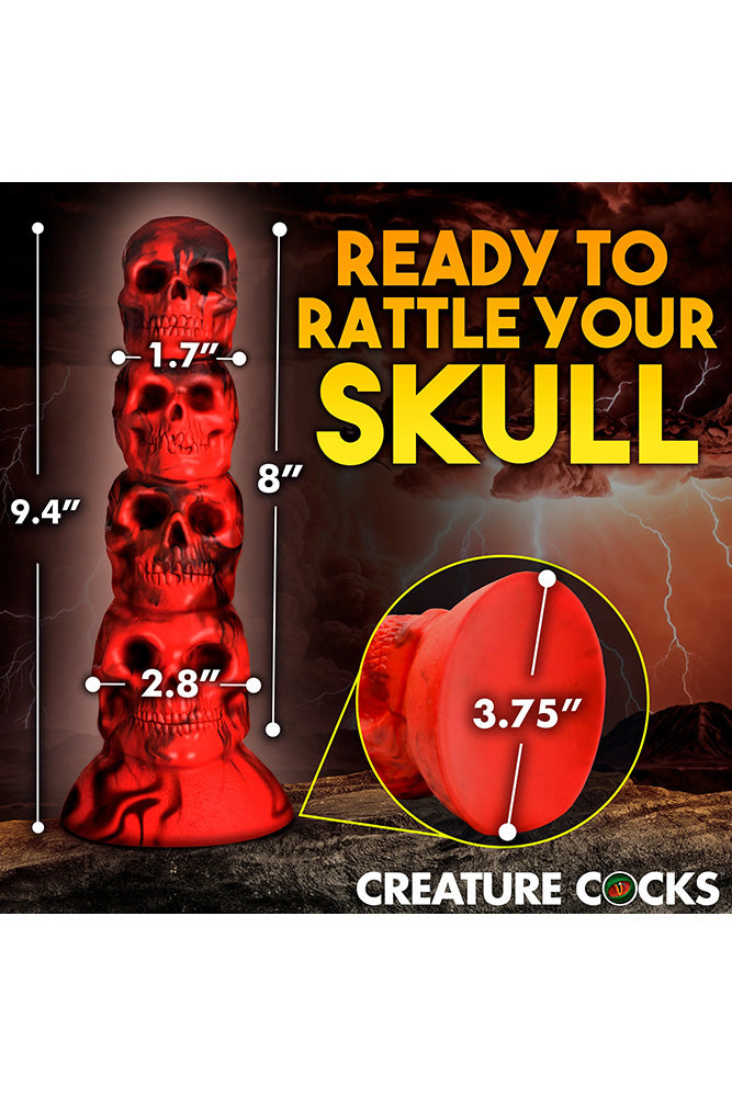 XR Brands - Creature Cocks - Doom Skull Tower Silicone Dildo - Red - Stag Shop