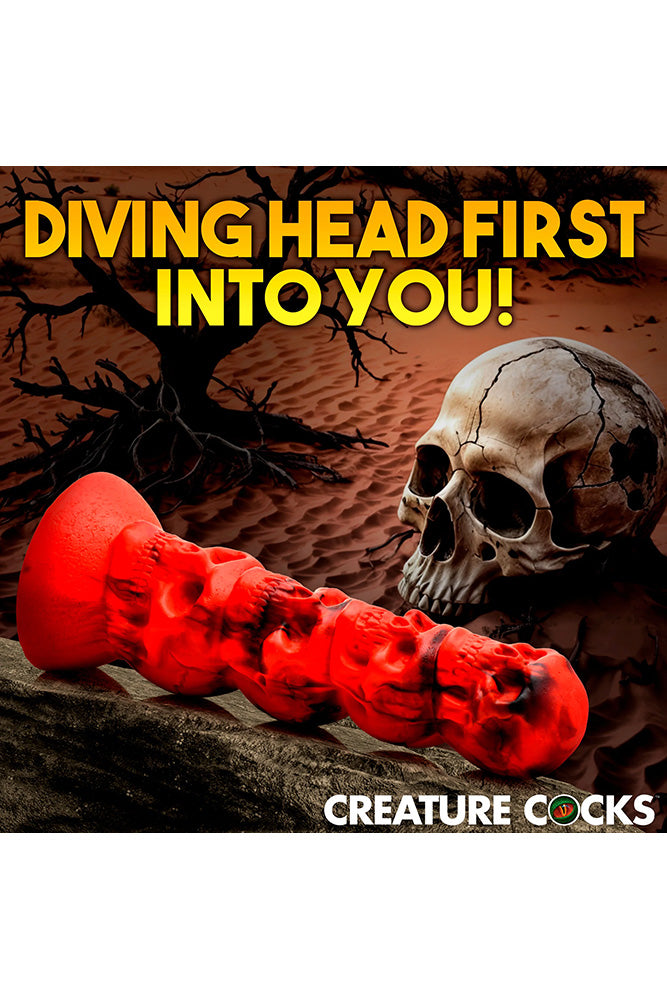 XR Brands - Creature Cocks - Doom Skull Tower Silicone Dildo - Red - Stag Shop