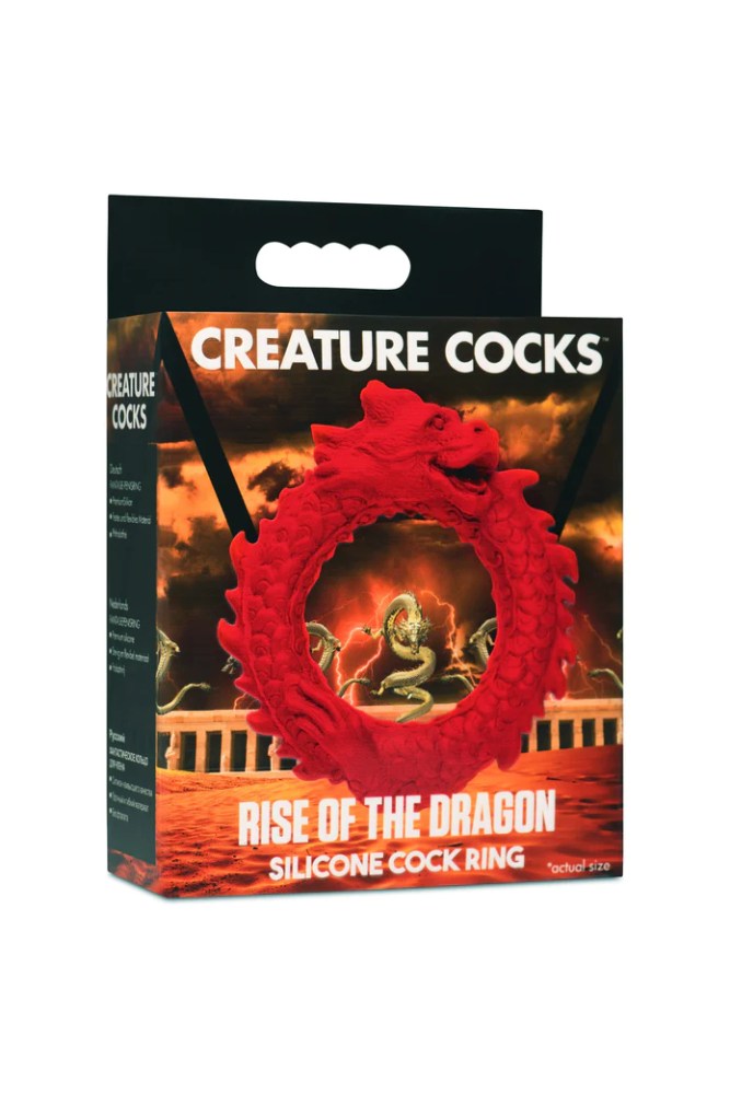 XR Brands - Creature Cocks - Rise Of The Dragon Silicone Cock Ring - Red - Stag Shop