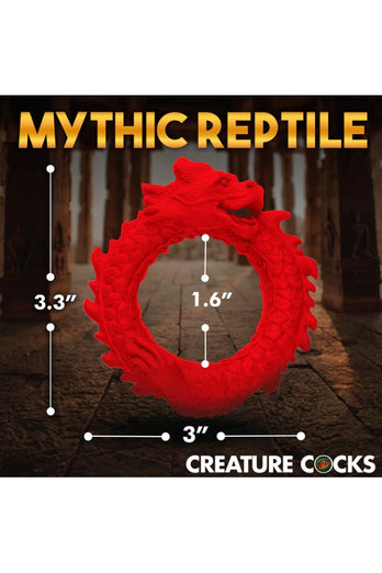 XR Brands - Creature Cocks - Rise Of The Dragon Silicone Cock Ring - Red - Stag Shop