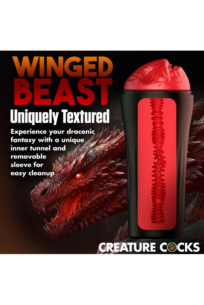 XR Brands - Creature Cocks - Dragon Snatch Stroker - Red - Stag Shop