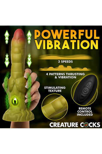 XR Brands - Creature Cocks - Eyegor Thrusting & Vibrating Silicone Dildo - Stag Shop
