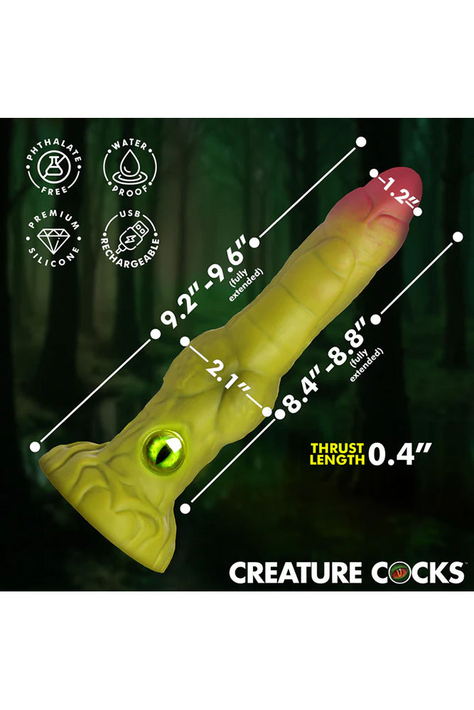 XR Brands - Creature Cocks - Eyegor Thrusting & Vibrating Silicone Dildo - Stag Shop