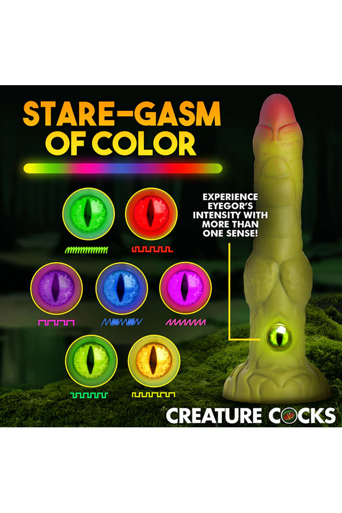 XR Brands - Creature Cocks - Eyegor Thrusting & Vibrating Silicone Dildo - Stag Shop