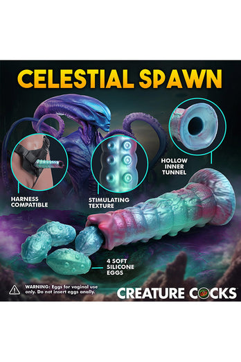 XR Brands - Creature Cocks - Galactic Breeder Ovipositor Silicone Dildo - Multicolour - Stag Shop