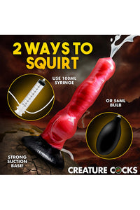 Thumbnail for XR Brands - Creature Cocks - Hell Hound Squirting Silicone Dildo - Stag Shop