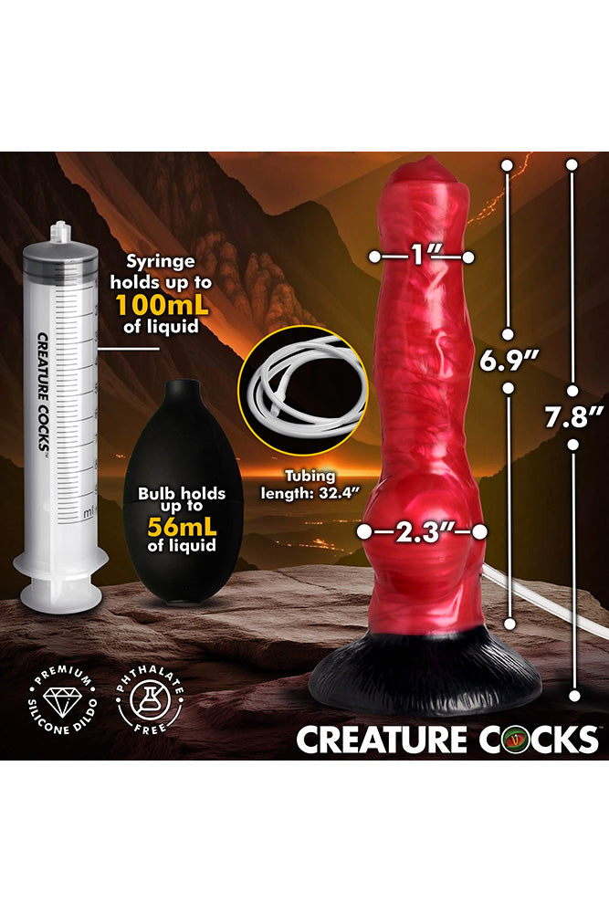 XR Brands - Creature Cocks - Hell Hound Squirting Silicone Dildo - Stag Shop