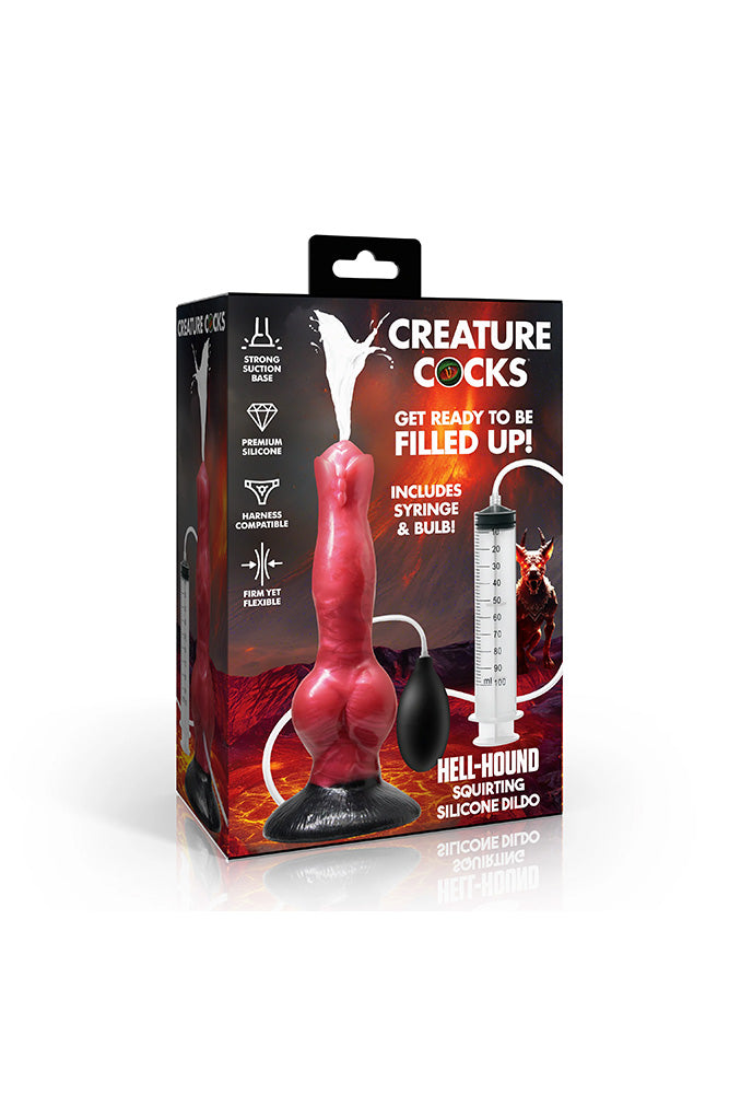 XR Brands - Creature Cocks - Hell Hound Squirting Silicone Dildo - Stag Shop