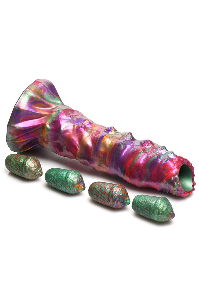 XR Brands - Creature Cocks - Larva Silicone Ovipositor Dildo With Eggs - Multicolour - Stag Shop