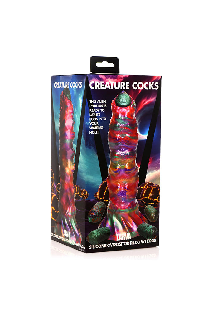 XR Brands - Creature Cocks - Larva Silicone Ovipositor Dildo With Eggs - Multicolour - Stag Shop