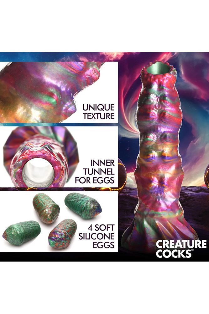 XR Brands - Creature Cocks - Larva Silicone Ovipositor Dildo With Eggs - Multicolour - Stag Shop