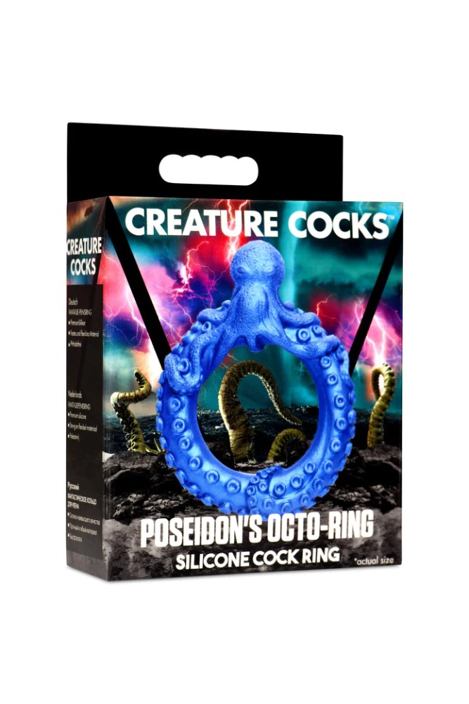 XR Brands - Creature Cocks - Poseidon's Octo-Ring Silicone Cock Ring - Blue - Stag Shop
