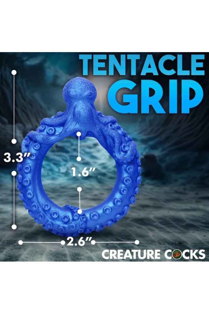 XR Brands - Creature Cocks - Poseidon's Octo-Ring Silicone Cock Ring - Blue - Stag Shop