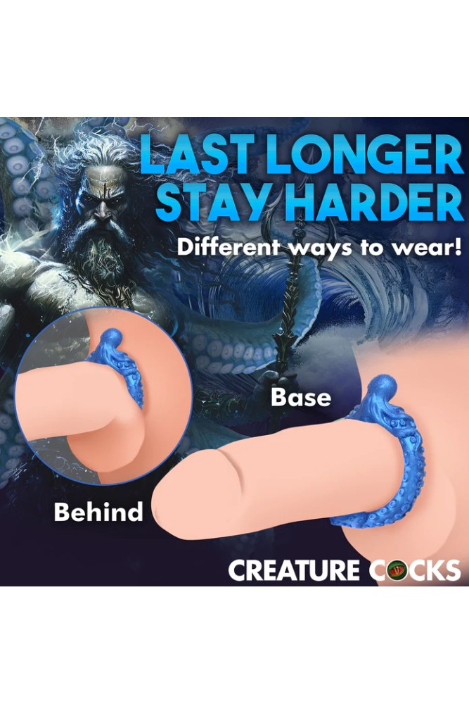 XR Brands - Creature Cocks - Poseidon's Octo-Ring Silicone Cock Ring - Blue - Stag Shop