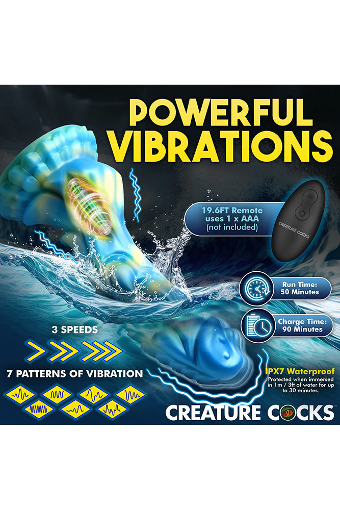 XR Brands - Creature Cocks - Sea Stallion Vibrating Silicone Dildo with Remote - Stag Shop