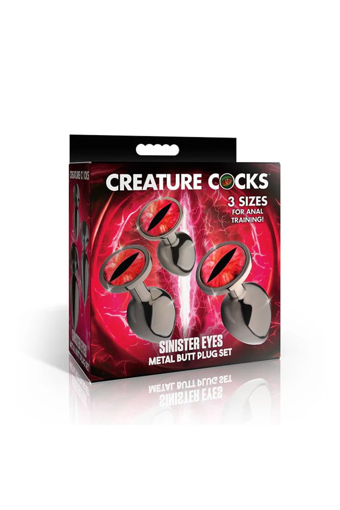 XR Brands - Creature Cocks - Sinister Eyes Metal Butt Plug Set - Stag Shop