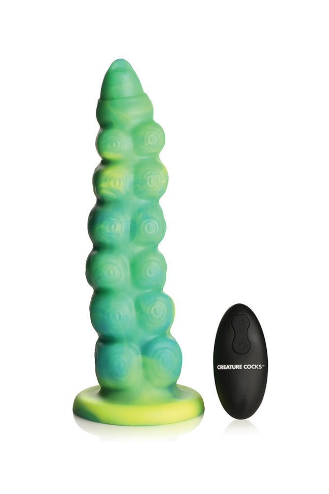 XR Brands - Creature Cocks - Squirmer Thrusting & Vibrating Dildo with Remote Control - Green - Stag Shop
