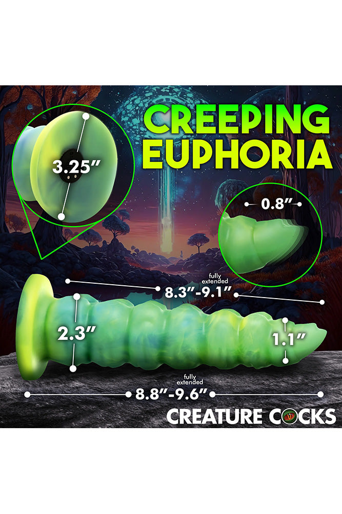 XR Brands - Creature Cocks - Squirmer Thrusting & Vibrating Dildo with Remote Control - Green - Stag Shop