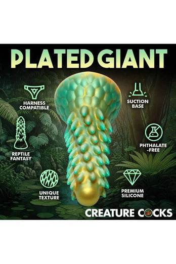 XR Brands - Creature Cocks - Stegosaurus Spiky Reptile Silicone Dildo - Green - Stag Shop