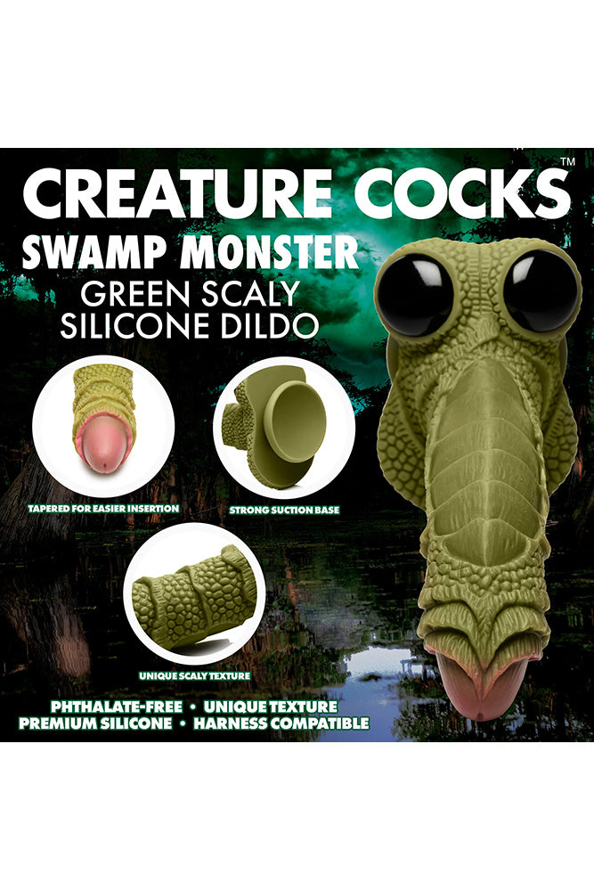 XR Brands - Creature Cocks - Swamp Monster Silicone Dildo - Green - Stag Shop