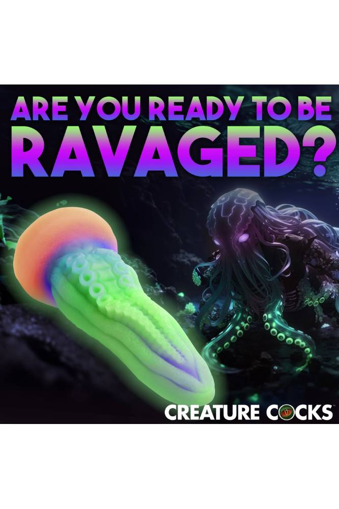 XR Brands - Creature Cocks - Tenta-Cock Glow-In-The-Dark Silicone Dildo - Mulicolour - Stag Shop