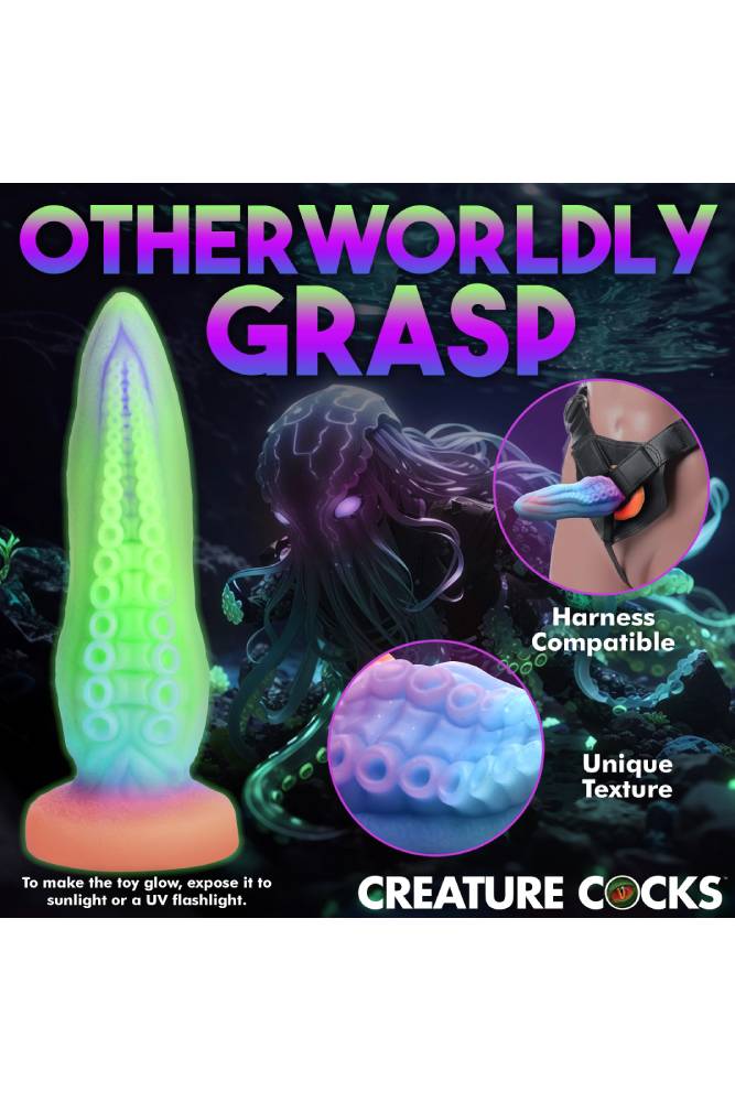 XR Brands - Creature Cocks - Tenta-Cock Glow-In-The-Dark Silicone Dildo - Mulicolour - Stag Shop