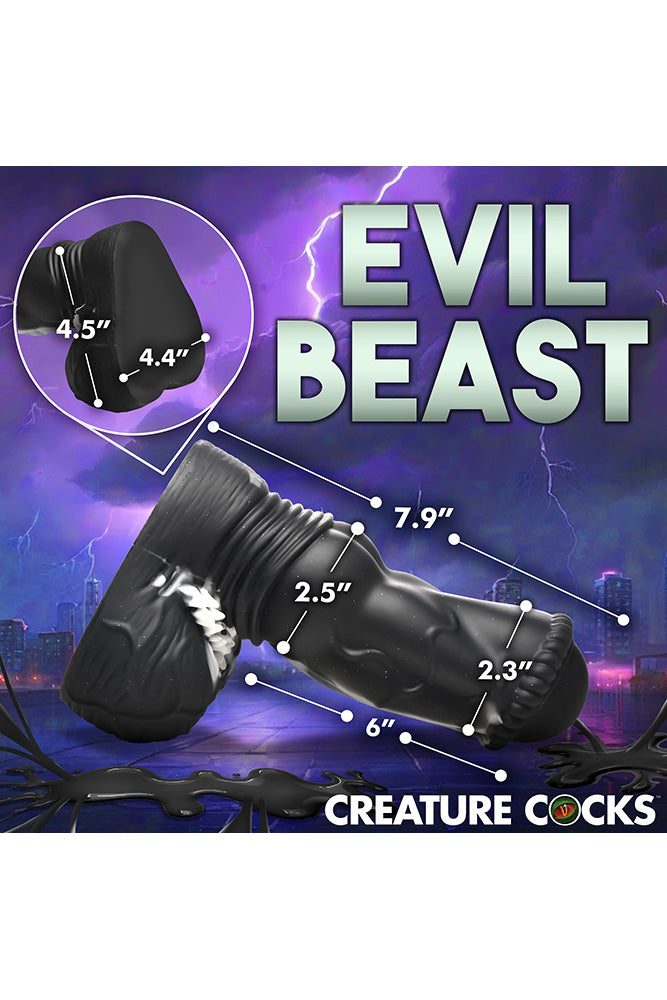 XR Brands - Creature Cocks - Venom Silicone Dildo - Black/White - Stag Shop