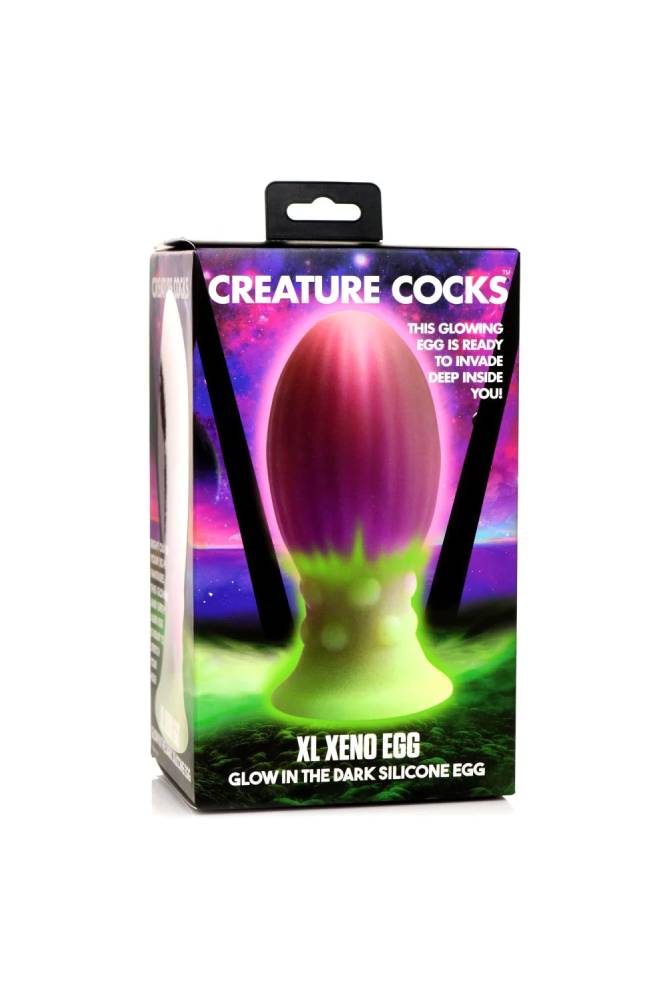 XR Brands - Creature Cock - XL Xeno Egg Glow In The Dark Silicone Egg - Multicolour - Stag Shop