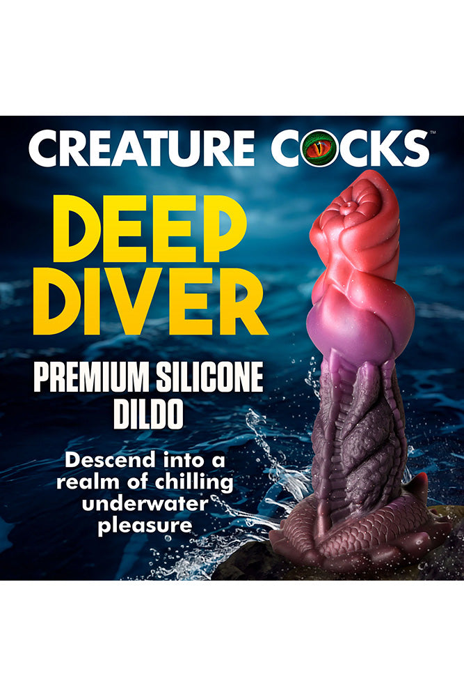 XR Brands - Creature Cocks - Deep Diver Silicone Dildo - Multicolour - Stag Shop