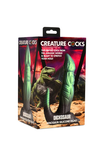 XR Brands - Creature Cocks - Dickosaur Dinosaur Silicone Dildo - Green - Stag Shop